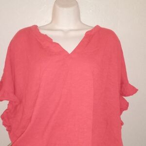 Women's OrangeRuffle Sleeve Top Plus Size 3x